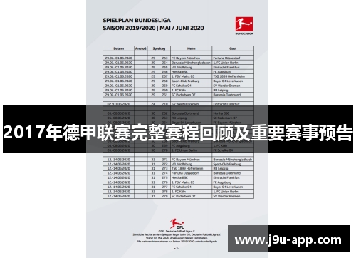 2017年德甲联赛完整赛程回顾及重要赛事预告